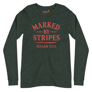 Heather forest green long sleeve Christian tee – bold red front design